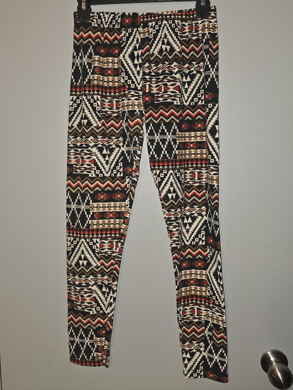 No Boundaries Aztec Print Leggings in Black, Cream, Red, Tan